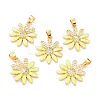 Real 18K Gold Plated Brass Micro Pave Cubic Zirconia Pendants ZIRC-L100-087G-02-1
