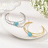 2Pcs 2 Colors Dyed Synthetic Turquoise Dome 304 Stainless Steel Hollow Open Cuff Bangle Sets BJEW-JB14400-1