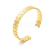 Ion Plating(IP) 304 Stainless Steel Leaf Open Cuff Bangles BJEW-L682-029G-3