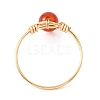 Natural Gemstone Round Braided Bead Finger Rings for Women RJEW-JR00953-01-5