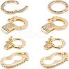 8Pcs 4 Style Brass Micro Pave Clear Cubic Zirconia Twister Clasps ZIRC-CA0001-09-1