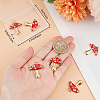 6Pcs Autumn Theme Real 18K Gold Plated Brass Micro Pave Cubic Zirconia Pendants ZIRC-BBC0002-34-3