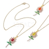 3Pcs 3 Styles Glass Seed Beaded Flower Pendant Necklaces NJEW-MZ00080-2