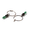 Natural Green Aventurine Bullet Dangle Hoop Earrings G-D468-23R-3
