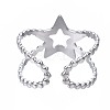 Non-Tarnish 304 Stainless Steel Star Open Cuff Ring RJEW-T023-05P-2