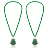 2Pcs Alloy Glass Buddha Pendant 6MM Round Glass Beaded Necklaces NJEW-ME0001-15-1