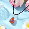 Glass Seed Beaded Teardrop Pendant Necklaces NJEW-MZ00069-01-1