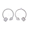 Brass Micro Pave Clear Cubic Zirconia Stud Earrings EJEW-K083-14P-2