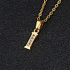 201 Stainless Steel Crystal Rhinestone Initial Pendant Necklaces FS-WG3A711-09-1