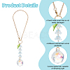 Teardrop Glass & Acrylic Flower Car Mirror Pendant Decorations HJEW-DR00051-3