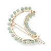 2Pcs Moon & Star Alloy with Natural Green Aventurine Hollow Hair Barrettes PHAR-JH00105-05-4