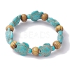 Beach Turtle Dyed Synthetic Turquoise Stretch Bracelets BJEW-JB10291-02-2