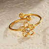 304 Stainless Steel Rhinestone Cuff Rings for Women RJEW-U045-04G-1