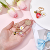 2Pcs 2 Colors Resin & Enamel Strawberry with Flower Keychains KEYC-PH0002-41-3