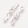 Silver Color Plated Brass Clip Ends X-KK-G144-S-2