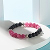 Natural Chalcedony & Natural Lava Rock Round Beads Stretch Bracelet for Her BJEW-JB06920-4