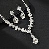 Teardrop & Rhombus Brass Rhinestone Pendant Necklaces & Stud Dangle Earrings Sets FS-WG09414-03-1