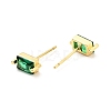 Green Cubic Zirconia Rectangle Stud Earrings X-EJEW-G297-19G-2