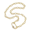 Brass Cable Chain Necklaces with Brass Micro Pave Clear Cubic Zirconia Oval Screw Carabiner Lock Charms NJEW-JN06422-2