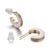 Brass Micro Pave Clear Cubic Zirconia Half Hoop Earrings EJEW-L231-64E-3