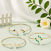 3Pcs 3 Colors Elegant Brass Cubic Zirconia Leaf Cuff Bangles for Women BJEW-GO0003-01G-3