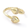 Clear Cubic Zirconia Double Acorn Open Cuff Rings RJEW-G287-01G-2