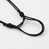 Adjustable Natural Lava Rock and Waxed Cotton Cord Bracelets BJEW-JB02333-01-3