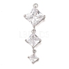 Brass Inlay Clear Glass Pendants KK-S388-08P-1