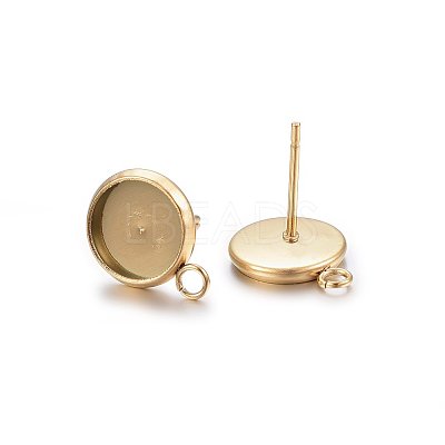 Ion Plating(IP) 304 Stainless Steel Stud Earring Settings STAS-H467-08G-14mm-1