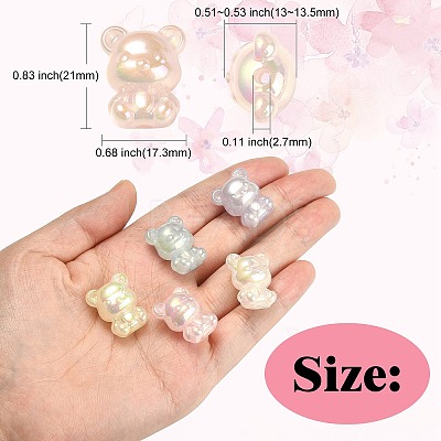 60Pcs 6 Colors UV Plating Rainbow Iridescent Acrylic Beads PACR-CJ0001-22-1