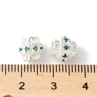 Brass Micro Pave Cubic Zirconia European Beads KK-U067-08S-02-1