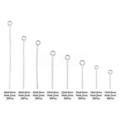 395Pcs 8 Style 304 Stainless Steel Eye Pins STAS-FS0001-21-1