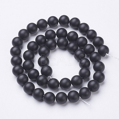 Natural Black Agate Beads Strands X-G-D543-8mm-1