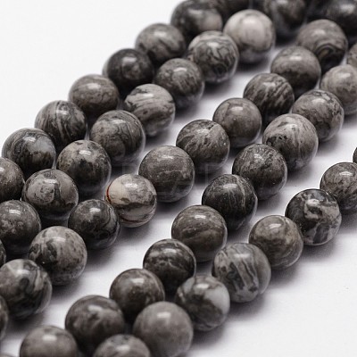 Natural Map Stone/Picasso Stone/Picasso Jasper Bead Strands X-G-D840-60-8mm-1