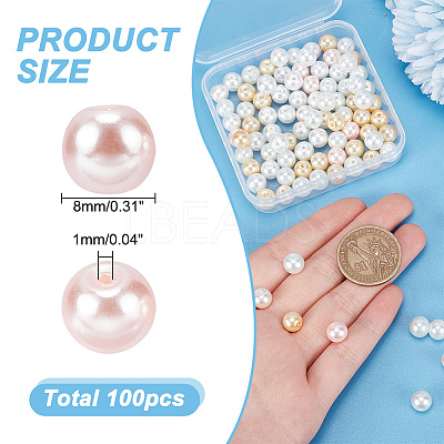 100Pcs Ocean Mix Pearlized Glass Pearl Beads HY-HY0001-04C-1