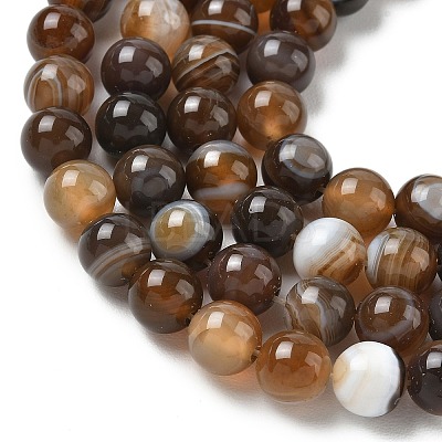 Natural Striped Agate/Banded Agate Bead Strands G-K166-13-8mm-02-1