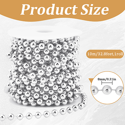 ABS Plastic Imitation Pearl Bead Chain KY-WH20006-09B-1