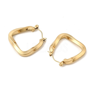 Ion Plating(IP) 304 Stainless Steel Trapezoid Hoop Earrings for Women EJEW-P202-05G-1