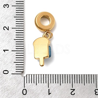 304 Stainless Steel Enamel & Cat Eye European Dangle Charms STAS-D153-22B-G-1