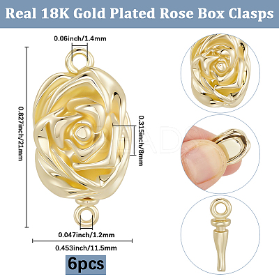 6Pcs Brass Box Clasps KK-BBC0020-08-1