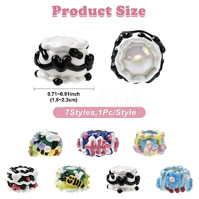 7Pcs 7 Styles Opaque Acrylic Beads ACRC-FS0001-04-1
