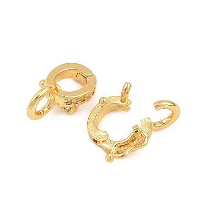 Brass Micro Pave Clear Cubic Zirconia Twister Clasps KK-H533-07G-1
