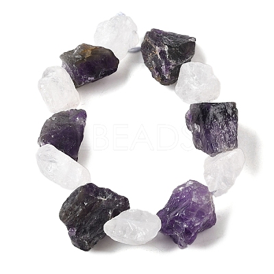 Natural Quartz Crystal and Amethyst Beads Strands G-S386-C14-1