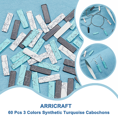 60Pcs 3 Colors Synthetic Turquoise Cabochons G-AR0004-62-1