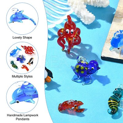 6Pcs 6 Styles Handmade Lampwork Pendants LAMP-CJ0002-69-1
