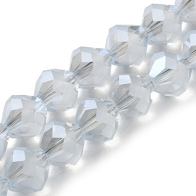 Electroplate Transparent Glass Beads Strands X-EGLA-I019-PL03-1
