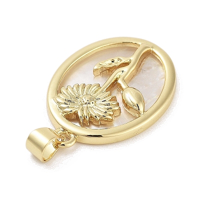 Rack Plating Brass Pave Shell Pendants KK-Z064-28G-09-1