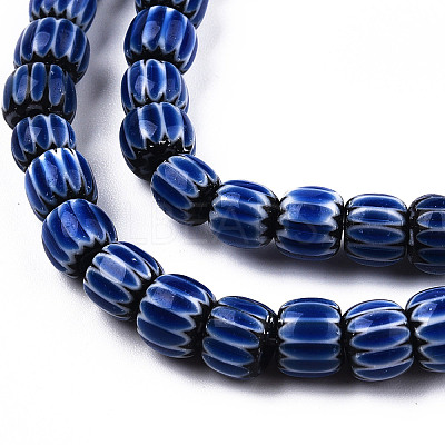 Handmade Lampwork Chevron Beads Strands X-LAMP-N023-003-01-1