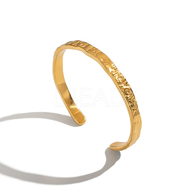 5.7MM 304 Stainless Steel Wave Textured Open Cuff Bangles for Women OV6378-1
