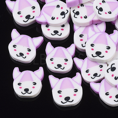 Handmade Polymer Clay Puppy Cabochons CLAY-S091-021-1